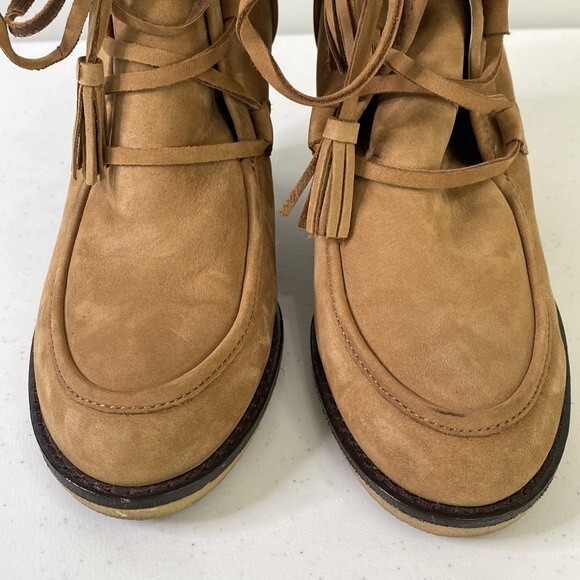 Lands' End Nubuck Tenley Wedge Booties Waterproof Lace Up Boot - Picture 4 of 16